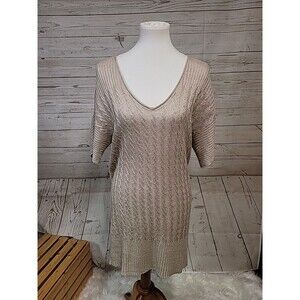 J. Crew Women's Relaxed Fit Brown‎ Linen Beach Open Knit Sweater Size XS Tunic